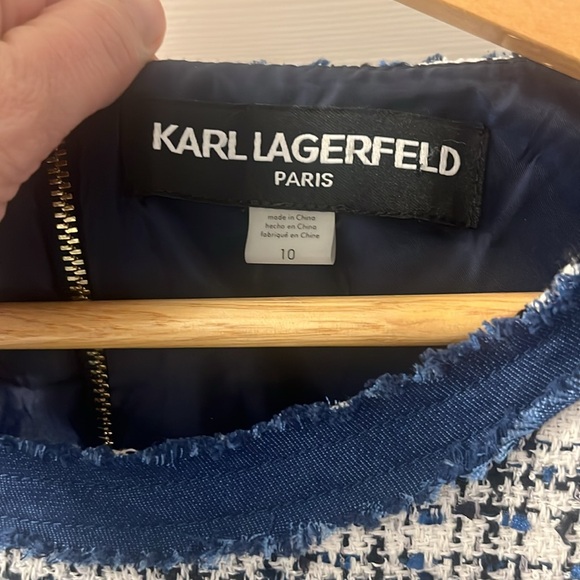 KARL LAGERFELD TWEED PLAID PRINTED DRESS A-LINE SZ 10 - Picture 4 of 6